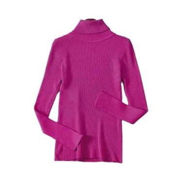 Imagem de Suéter Feminino De Cashmere Com Gola Alta, Básico, Sólido, Casual Para