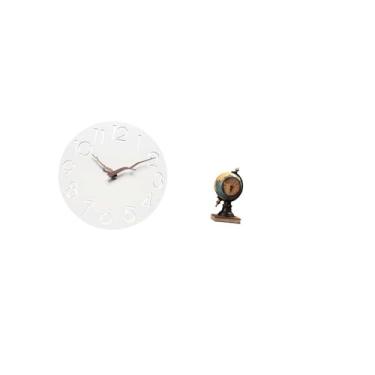 Imagem de Fenteer Relógio de Parede Decorativo Silencioso E Relógio de Mesa Moderno com Globo Terrestre para Casa, Escritório, Cozinha, Sala de Estudos, Prateleira, Qua