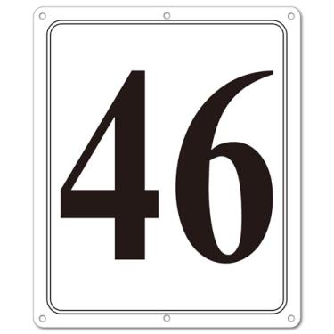 Imagem de i-CowFun Placa numerada de metal premium ao ar livre, refletiva 30,5 cm x 25,4 cm grandes placas de alumínio 46 para estacionamento, quadra de tênis, campo, armazém, corredor, edifício, doca, alta