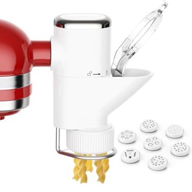 Imagem de Acessório de prensa de massa gourmet para batedeiras KitchenAid, máquina de macarrão para batedeira Kitchenaid com 7 pratos intercambiáveis, para acessório de massa Kitchenaid
