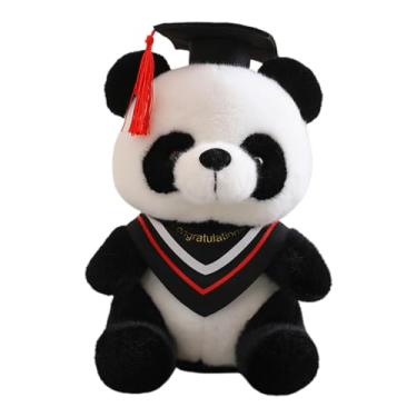 Imagem de Urso panda graduação | Urso panda de 25,4 cm - Brinquedo de pelúcia macio chapéu preto para decoração de formatura de 2024 para jardim de infância, ensino fundamental, faculdade, formatura