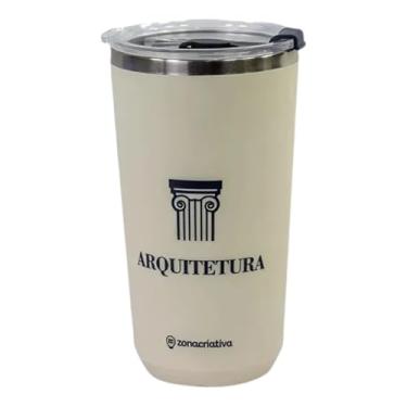 Imagem de Zonacriativa – Copo Sky Arquitetura 500ml | Parede Dupla em Aço Inox, Tampa Hermética com Clique | Estilo, Resistência e Conforto no Dia a Dia
