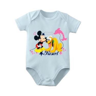 Imagem de Macacão De Bebê Mickey Mouse 100% Algodão Para Recém-Nascidos De 0 a 1