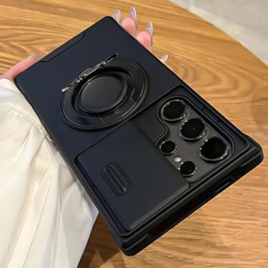 Imagem de Capa com suporte de anel metálico oculto e rotação de 360° para Samsung S25 Ultra S24 Plus S23 FE S22 S21, capa protetora anti-queda (para S24 FE/Preta)