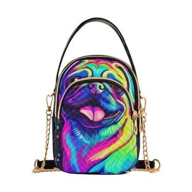 Imagem de GAIGEO Bolsa transversal feminina Planets System, alça removível, bolsa transversal de verão, Pug's com várias cores - 3, One Size