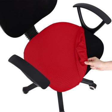 Imagem de Smiry Capas de assento de cadeira de computador de escritório jacquard elásticas, removíveis, laváveis, antipoeira, protetores de almofada de assento - vermelho