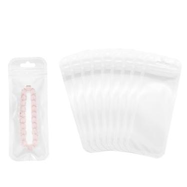 Imagem de PATIKIL Sacos plásticos de joias longas, 5,5 cm x 15,2 cm, 100 peças, bolsa com zíper autovedável transparente e reutilizável com orifício para pendurar para colares, embalagem de caneta, transporte
