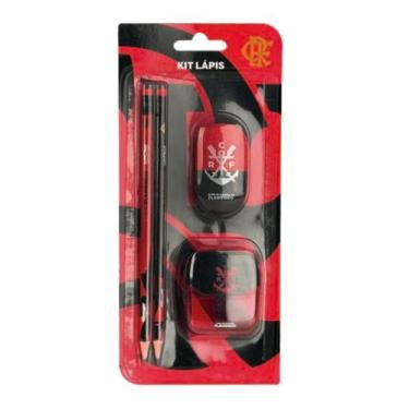 Imagem de Kit Material Escolar Flamengo Com 2 lápis Borracha e Apontador - Sky P