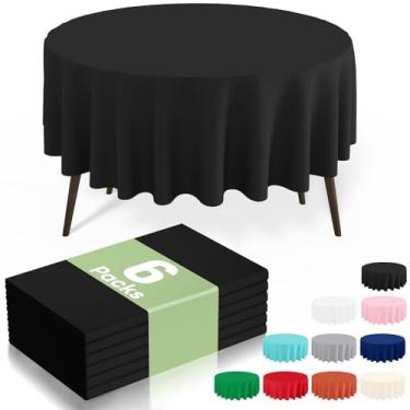 Imagem de misaya 6 pacotes de toalhas de mesa descartáveis de plástico, toalha de mesa redonda impermeável de 213 cm, à prova de vazamento e capas de mesa decorativas resistentes para piquenique, festa e