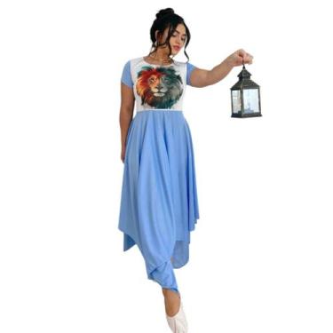 Imagem de Vestido de Dança Coreografia Plus Size Leão Moda Evangélica, Azul clar