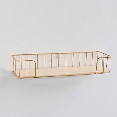 Imagem de Cesta de armazenamento com acabamento de mesa cesta de armazenamento de arame de metal de ferro forjado multiuso armazenamento de mesa escritório quarto cozinha (cor: ouro, tamanho: G) (ouro pequeno)