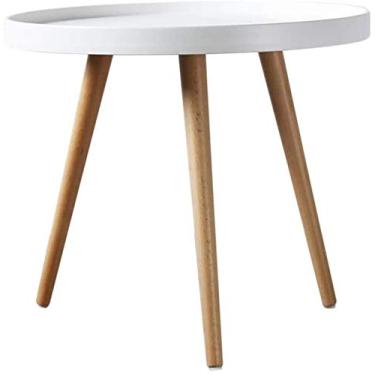 Imagem de Mesa lateral para mesa de cabeceira, mesa de centro redonda, pequena de madeira, mesa lateral redonda moderna, candeeiro de sofá, mesas de canto de chá, mesa de centro para sala de estar, escritório