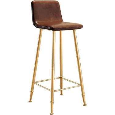 Imagem de AkosOL Banquetas de bar banquetas de couro PU cadeiras de bar cadeiras de bar café da manhã cadeiras de balcão de cozinha pernas de metal banquetas altas pretas com encostos e apoios para os pés