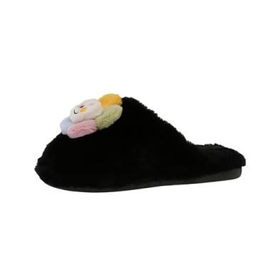 Imagem de Sandálias femininas versáteis e fofas, decorativas, espessas, quentes, fechadas, modernas, para outono e inverno, com sola lisa e macia, Preto, 36