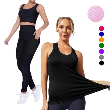 Imagem de Camiseta REGATA DRY Tecido Furadinho + CALÇA leg LEGGING BOLSOS Conjunto Fitness Feminino 632-Feminino