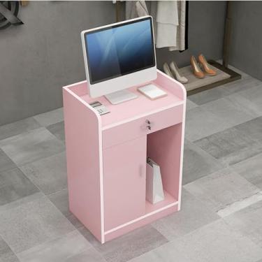 Imagem de Mesa de balcão de recepção, mesa de recepção pequena, mesa de recepção com balcão, balcão de recepção de escritório balcão de recepção para supermercado loja de conveniência hotel (rosa)