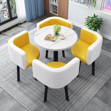 Imagem de Conjunto de mesa de negociação e cadeira, mesa de clube de sala de recepção de escritório, conjunto de mesa de jantar redonda simples, mesas de conferência, conjunto de mesa de centro e cadeira (cor