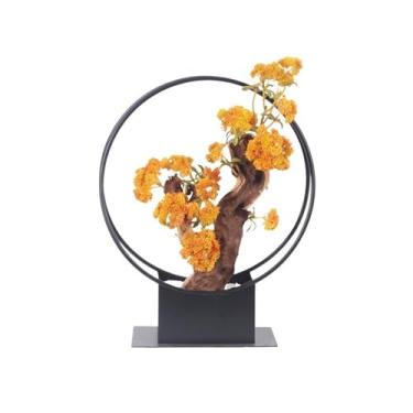 Imagem de CFGH6FDF Festa chinesa armação de metal cipreste simulação de arranjo de flores recepção de hotel flores artificiais vintage bonsai decoração jardim