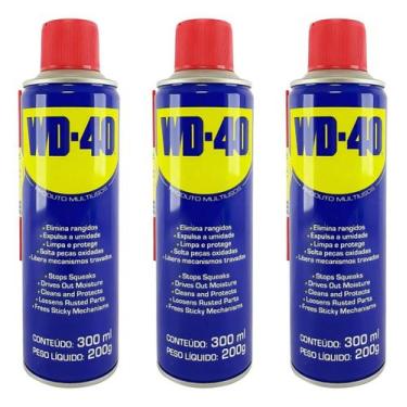 Imagem de 3 Unidades WD40 300ml Spray Desengripante Lubrificante Multiuso