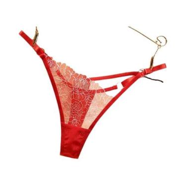 Imagem de Calcinhas G-String Transparentes Com Renda Floral Sexy Para Mulheres, 