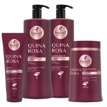 Imagem de Kit Haskell Quina Rosa Sh Cond Masc 1L e Leave in 240