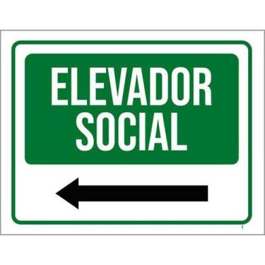 Imagem de Placa Sinalização - Elevador Social Seta Esquerda - Sinalizo