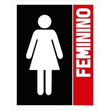 Imagem de Kit 10 Placa Acm Feminino Banheiro Vermelho 18X23 - Sinalizo