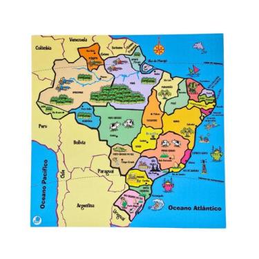 Imagem de Quebra cabeça Infantil Mapa Estados do Brasil Brinquedos Educativos Pe