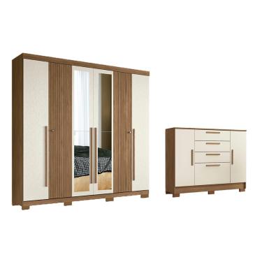 Imagem de Quarto Completo Modu +Cômoda QC353 Jatoba/Areia - Santos Andirá