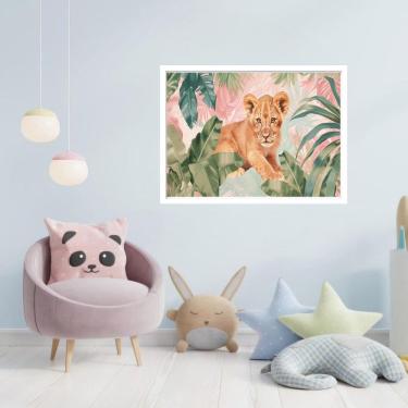 Imagem de Quadro Decorativo Leão Floresta - 50X70Cm