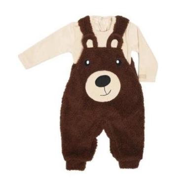 Imagem de Conjunto Macacão Pelo Bordado + Body Bebê Menino Lessa B8874-Masculino