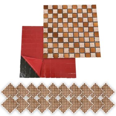 Imagem de Pastilha De Vidro Autocolante Kit 20 Uni Parede Cozinha Box Banheiro Sala Decorativa Facil Aplicacao Requintada Moderna