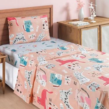 Imagem de Jogo de Cama Solteiro Infantil 03 Peças Bouti Kids Gatinha - BIA ENXOV