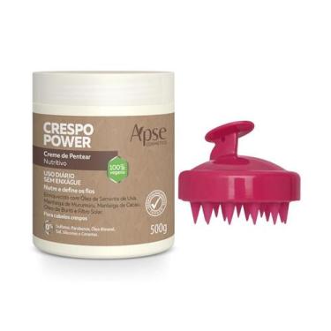 Imagem de Kit apice cachos creme de pentear e escova massageadora