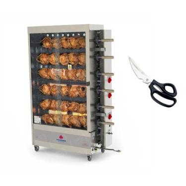 Imagem de Assador de Frango Gás 6 Espetos Infra Pr-631 Progás + Tesoura Multifun