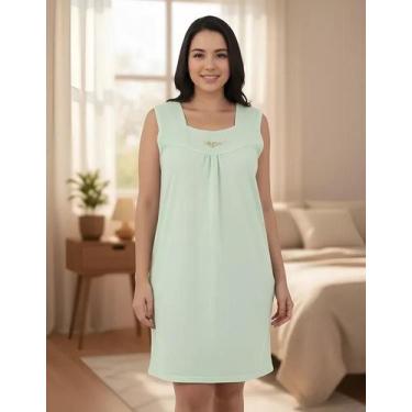 Imagem de Camisola Pala Feminina de Malha Regata Vestido Senhora Idosa Conforto 