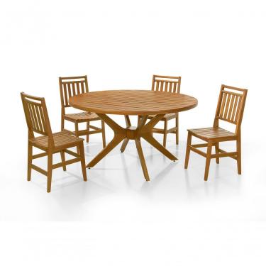 Imagem de Conjunto de Jantar Mesa Julia 4 Lugares Tampo em Madeira Maciça 100% Eucalipto para Área Externa Amadeirado 110CM
