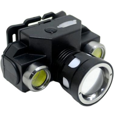 Imagem de Lanterna de Cabeça Profissional Recarregável com 3 LED para Ciclismo Trilhas Pesca e Trabalho Preto