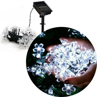 Imagem de Cordão de Luzes Solares Pisca Solar Flores Cerejeira para Uso Externo 20 Leds 5M Resist...