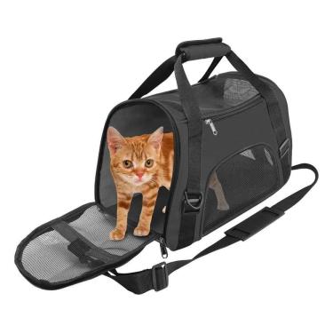 Imagem de Mochila de Transporte para Pets D`ajuda 6902 para Cachorro e Gato em Tecido Preto 1UN