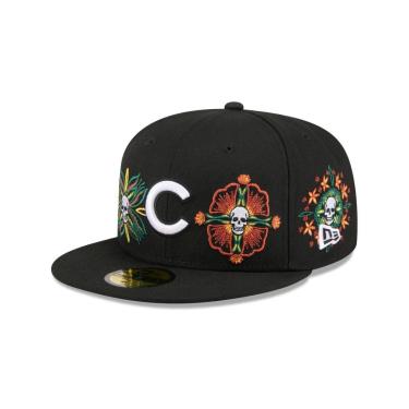 Imagem de BONE NEW ERA 59FIFTY CHICAGO CUBS MLB SKULL & ROSES PRETO-Masculino