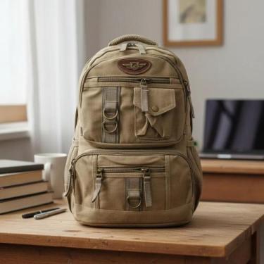 Imagem de Mochila De Lona Reforçada Escolar Faculdade, Trabalho Notebook - Sami,
