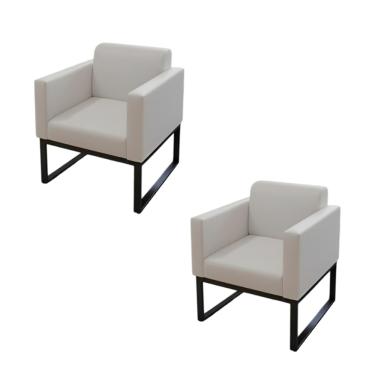 Imagem de Kit 2 Sofanetes Poltrona Loft Lisa para Recepção Branca