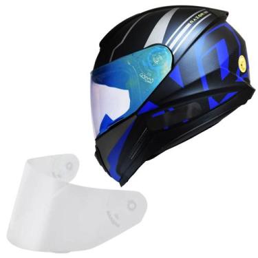 Imagem de Capacete Masculino Norisk Razor Full Azul Viseira Azul Light, Preto Az