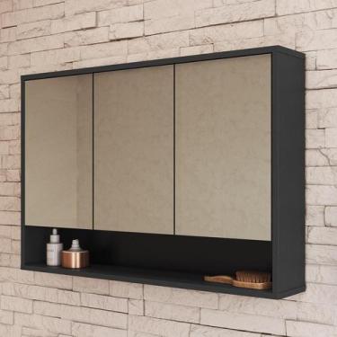 Imagem de Armário Aéreo Banheiro com Espelho 90 Bari Grafite - Art in Móveis