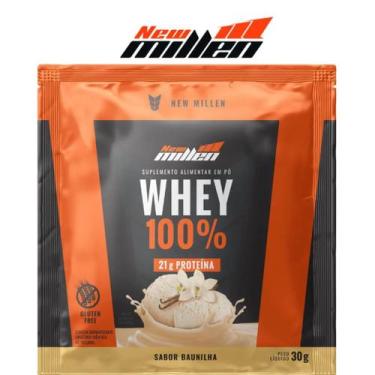 Imagem de Monodose Whey Protein 100 New Millen 30g  21g Proteína  Baunilha, Coco