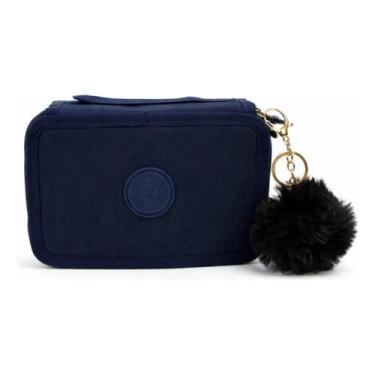 Imagem de Estojo Escolar Grande 4 Divisórias Box com Pompom Organizador Porta Lá