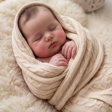 Imagem de Manta de Tricot para Bebê Menino Menina Quentinha Frio Inverno 01 Peça