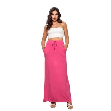 Imagem de Saia Longa de Viscolycra com Bolsos Rosa - Zipituka, Rosa, P