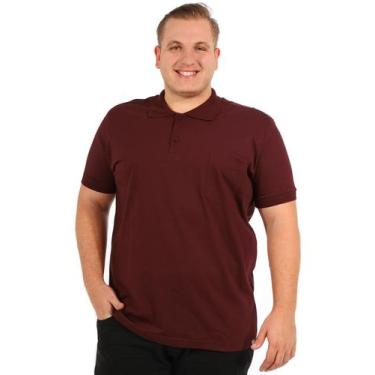 Imagem de Camisa Polo Plus Size Masculina com Bolso e Punho Vinho - Anistia Moda